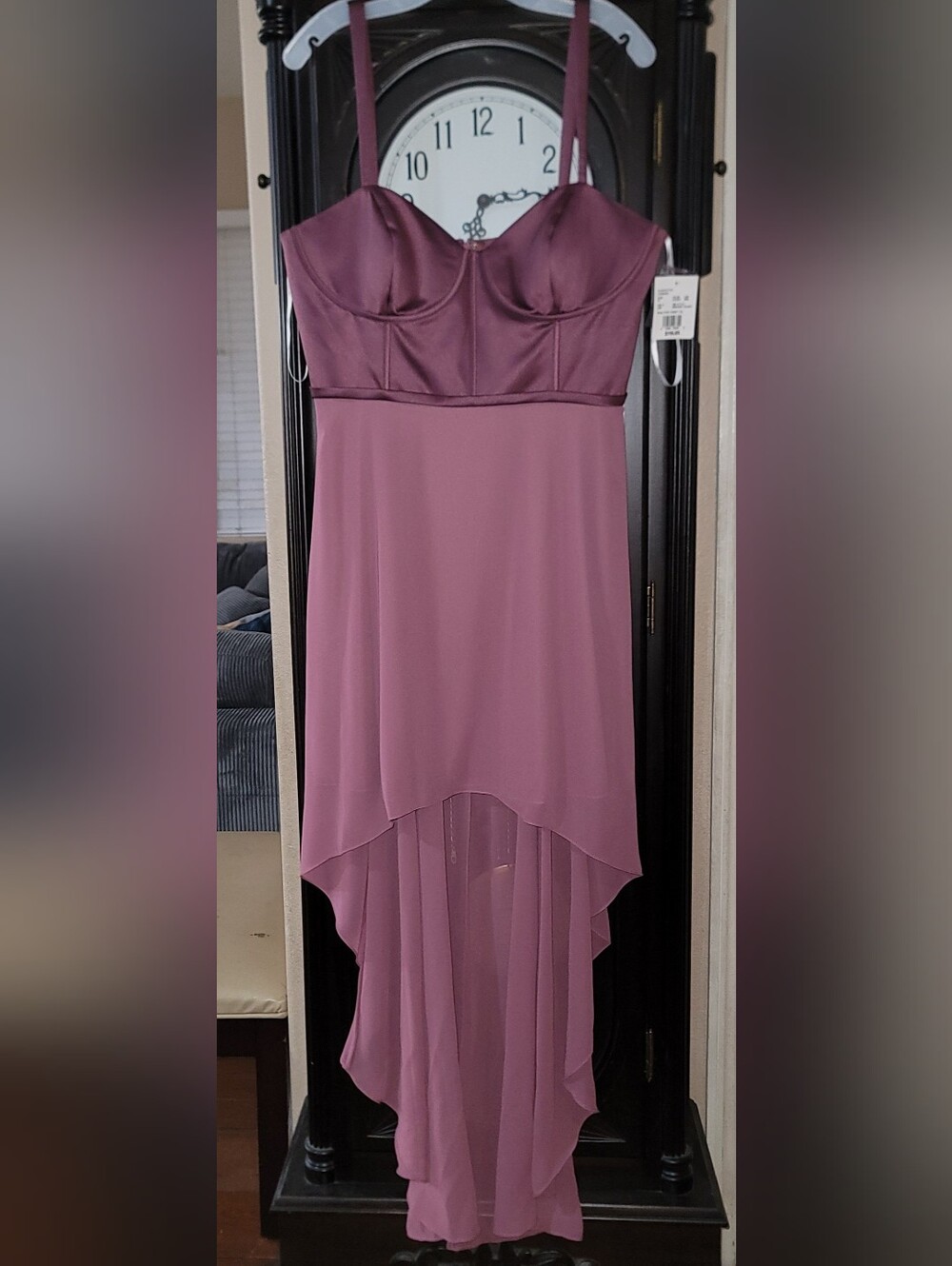 Mauve High-Low Chiffon Skirt with Fitted Bodice